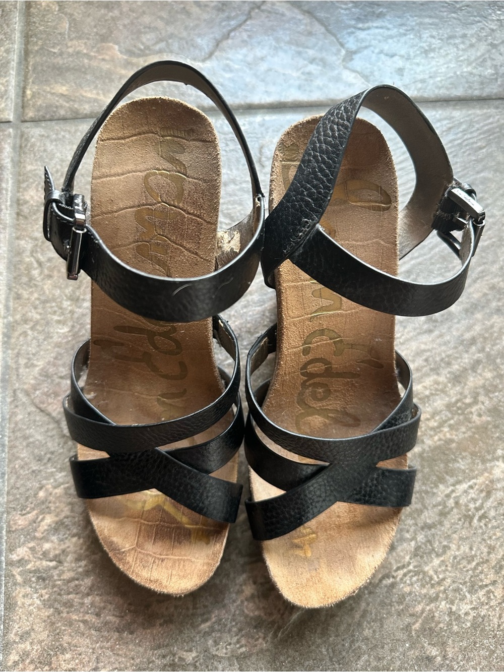 Sam Edelman Black Leather Strappy Ankle Sandals